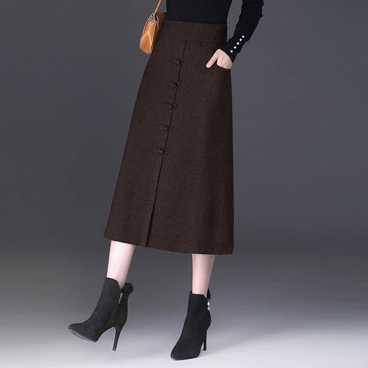 Damen Eleganter und schicker Midi-Rock mit Knopfdetails Drune