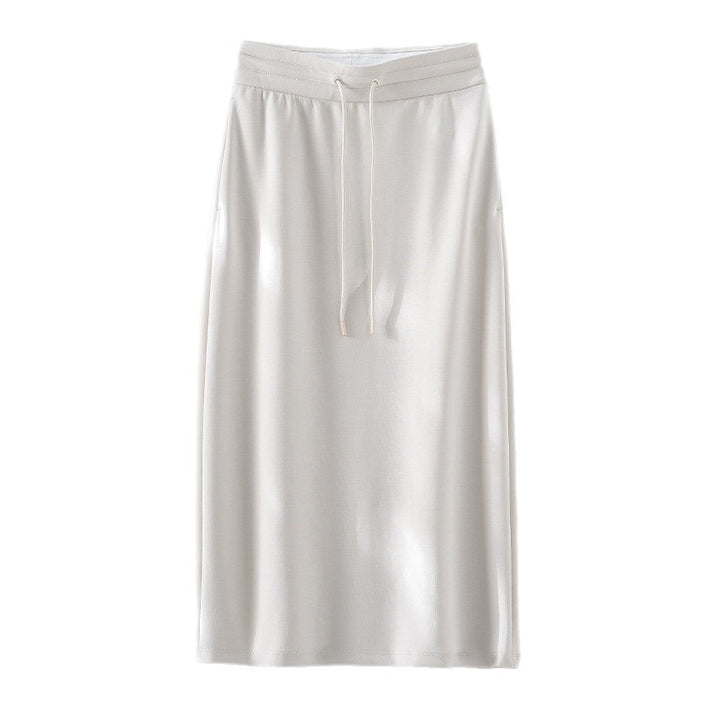 Damen Jersey-Midirock mit elastischem Tunnelzugbund und geradem Fall Drune
