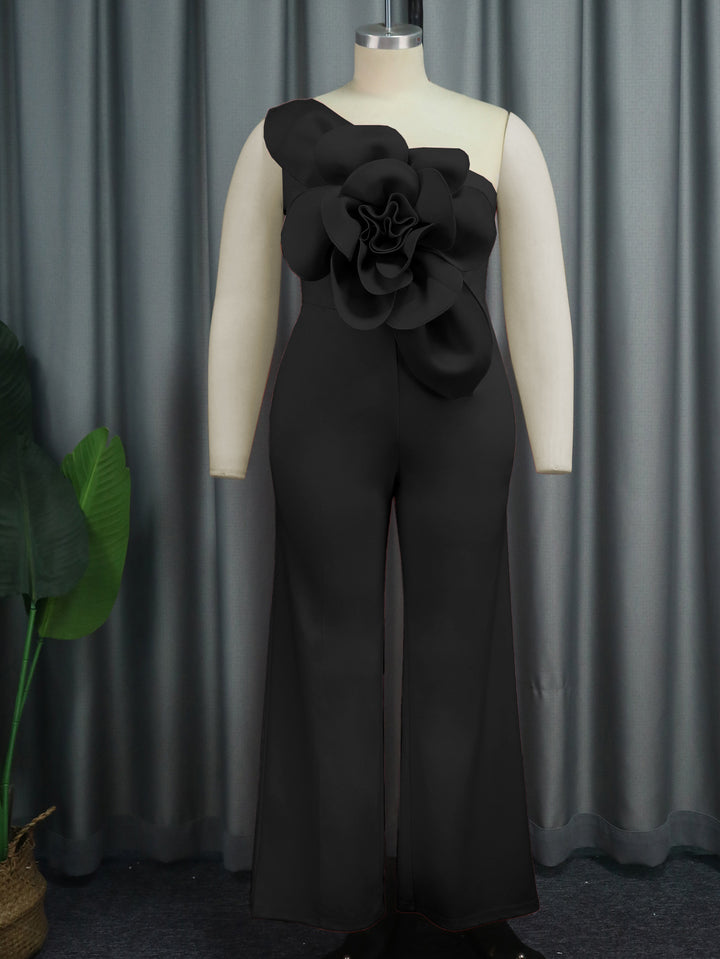 Damen eleganter Jumpsuit mit einzigartiger Blumenapplikation Drune