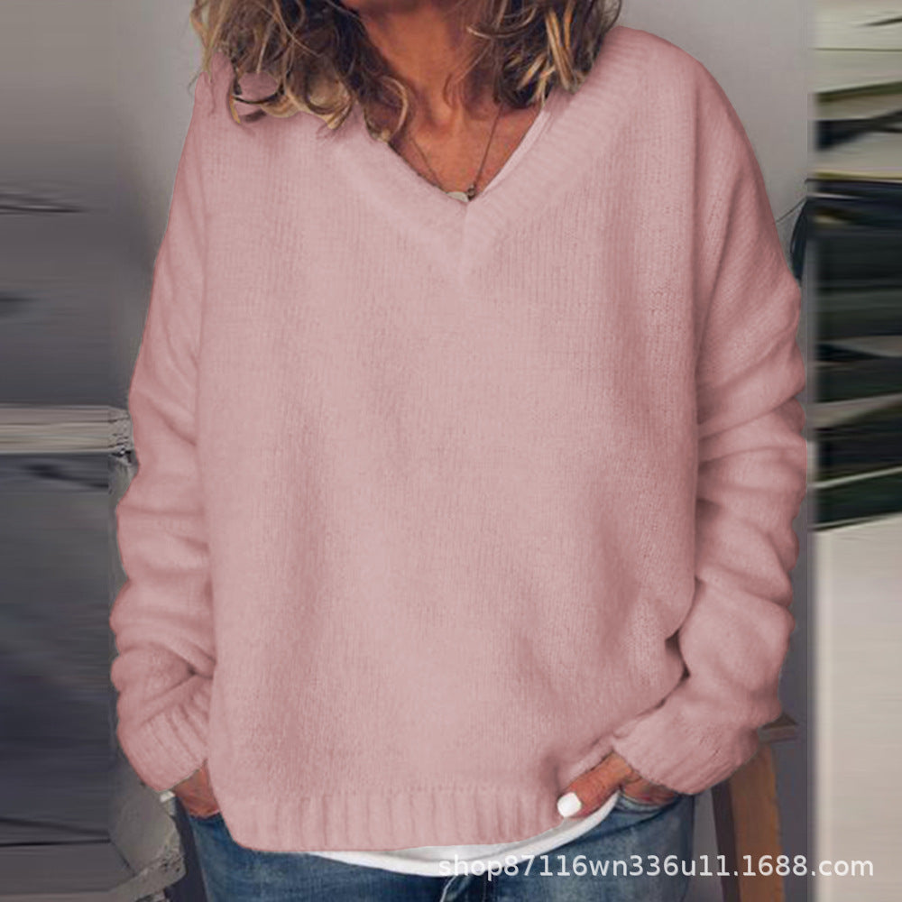 Damen V-Ausschnitt Pullover aus weichem Strick Drune