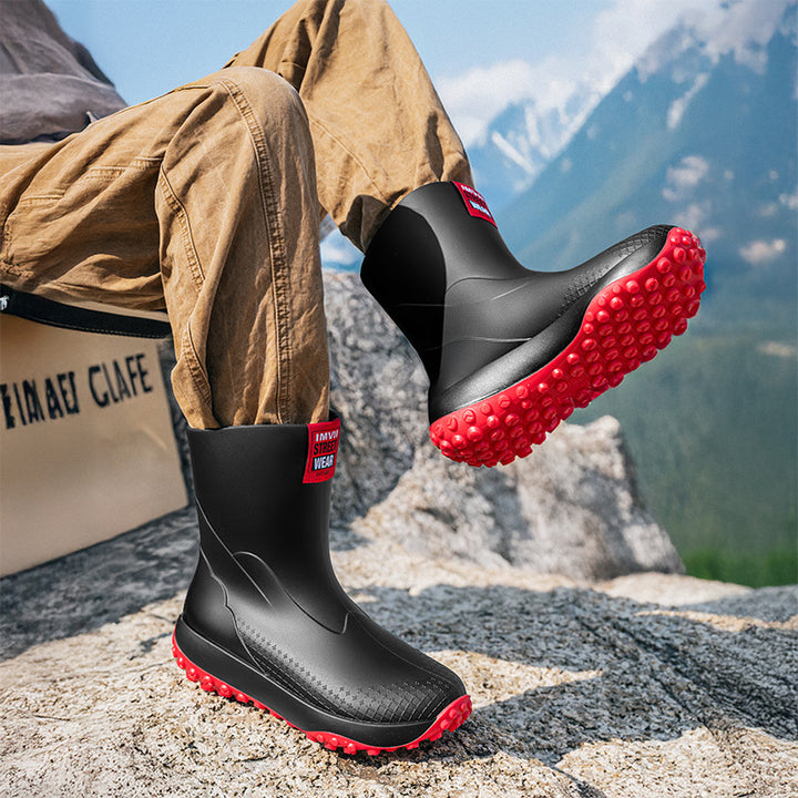 Unisex Wasserdichte Kurzschaft-Outdoor-Gummistiefel mit profilierter Noppenlaufsohle Drune