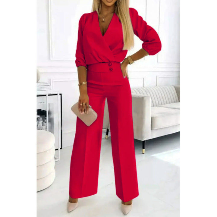 Damen elegantes Jumpsuit mit weiten Beinen Drune