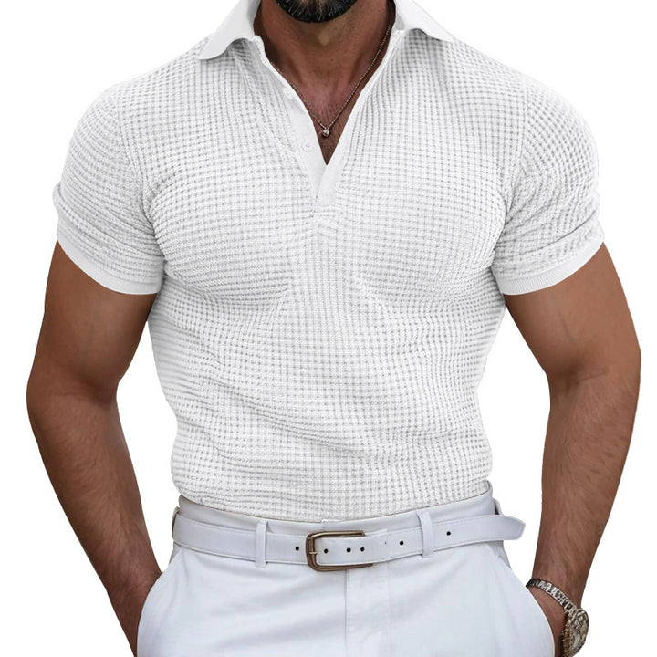 Herren nan strukturiertes Piqué-Poloshirt aus Baumwollmischung mit verstärktem Polokragen Drune