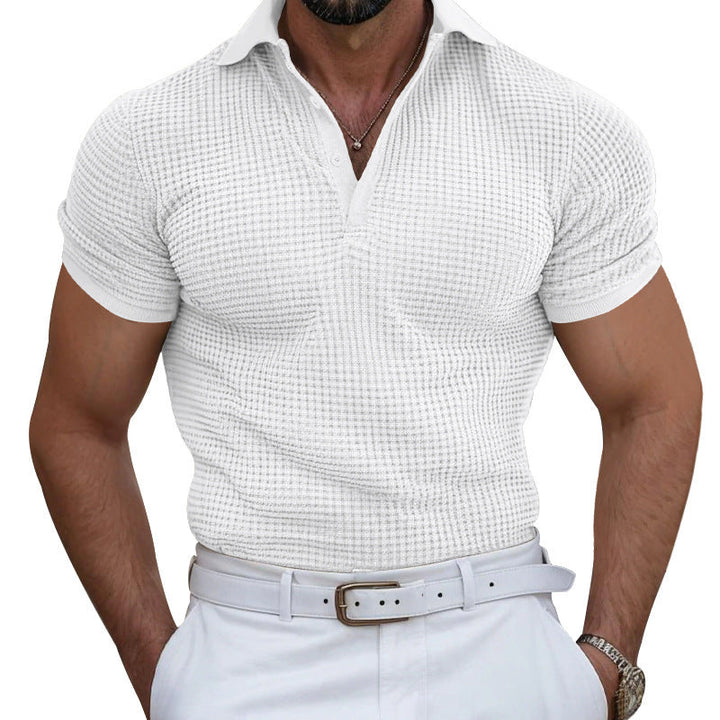 Herren nan strukturiertes Piqué-Poloshirt aus Baumwollmischung mit verstärktem Polokragen Drune