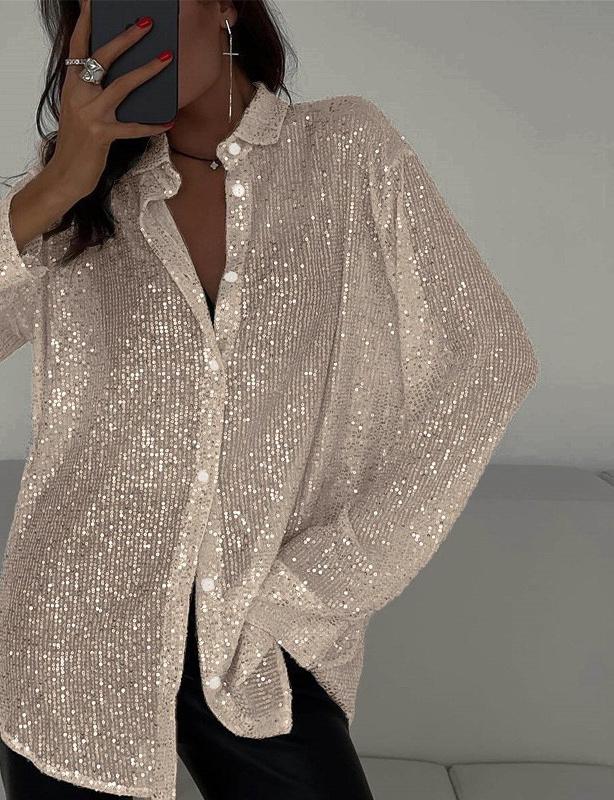 Damen Glitzernde Oversized Bluse Drune