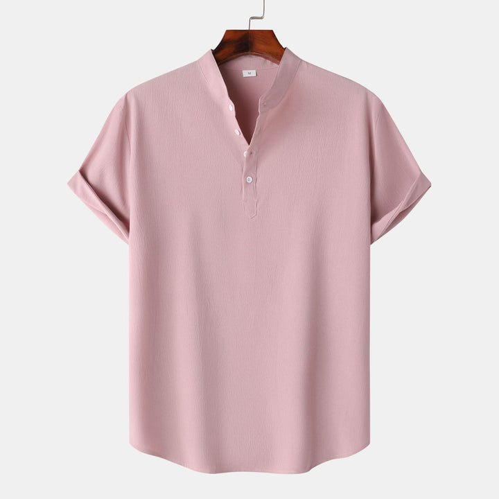 Herren Kurzarmhemd mit modernem Henley-Design und funktionalen Knöpfen Drune