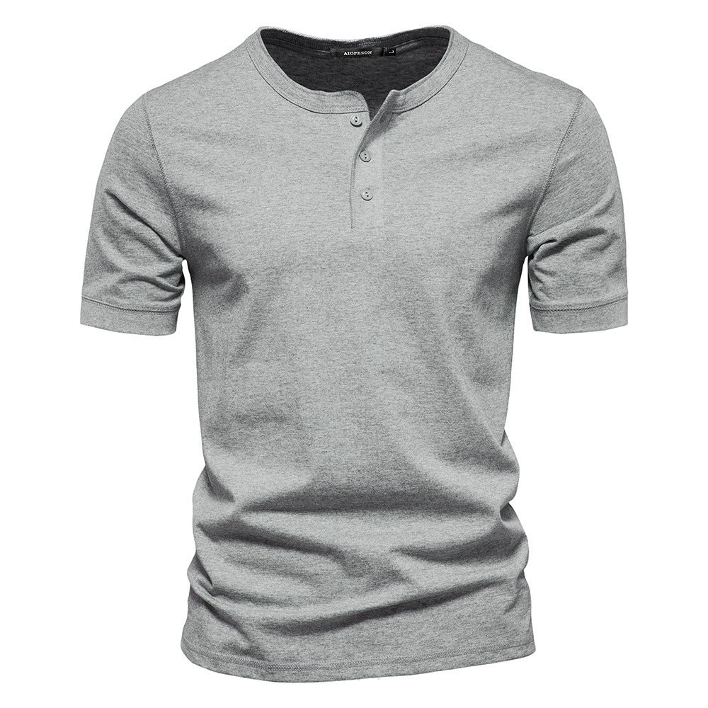 Herren nan schmal geschnittenes Kurzarmshirt mit kurzer Knopfleiste und geripptem Kragen aus Baumwollmix Drune
