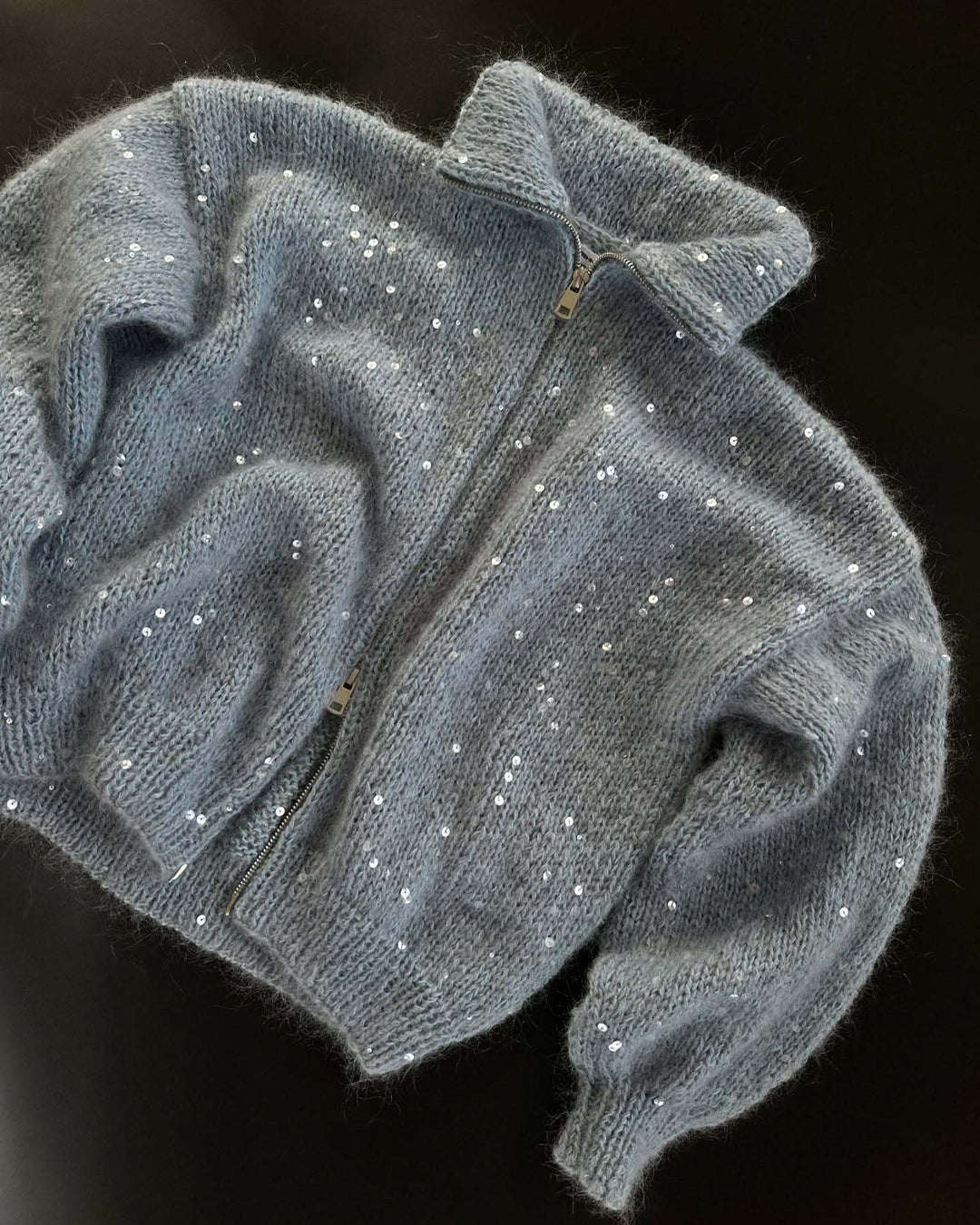 Damen Modischer Strickmantel mit glitzernden Pailletten Drune