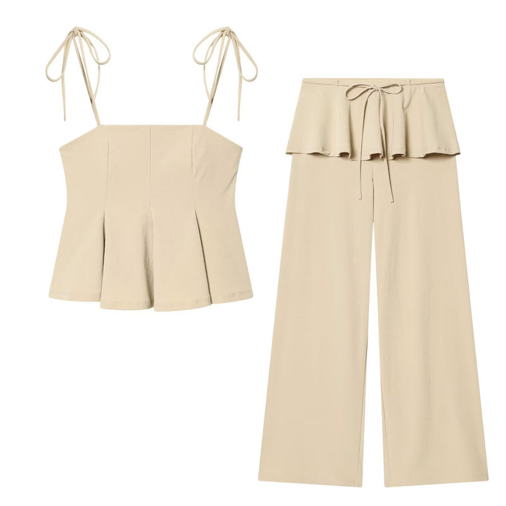 Damen Palazzo-Hose mit Volant-Taille und Tunnelzug Drune