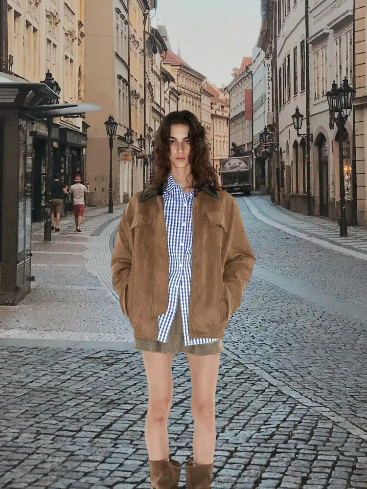Damen Modische Oversized Weste aus hochwertigem Wildleder Drune