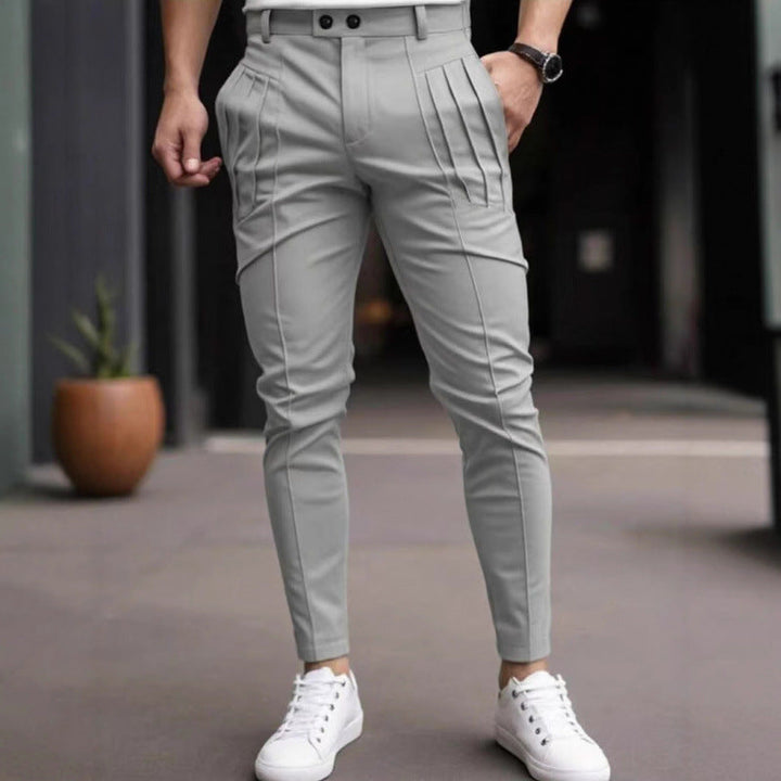 Herren stylische Slim-Fit Anzughose mit plissiertem Design Drune