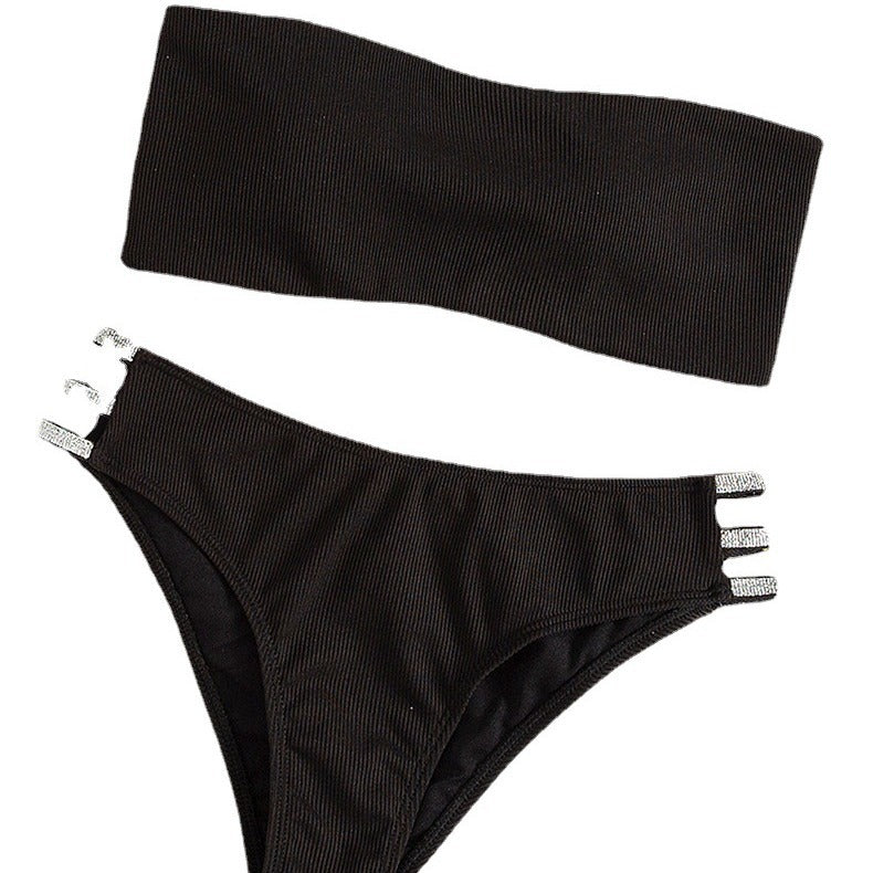 Damen Bikini mit verstellbaren Riemen und hochwertiger Textur Drune