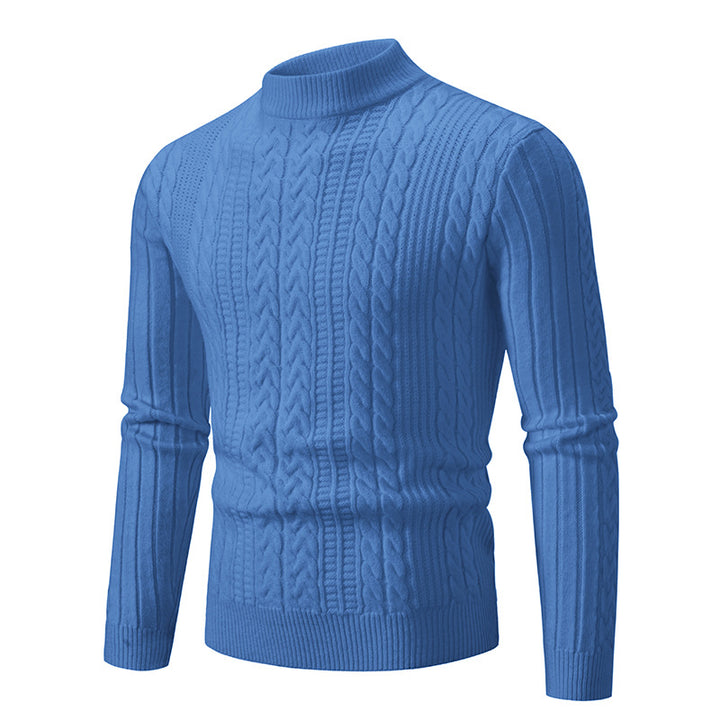 Herren Schmal geschnittener Mockneck-Zopfmusterpullover aus thermoregulierendem Feinstrick Drune