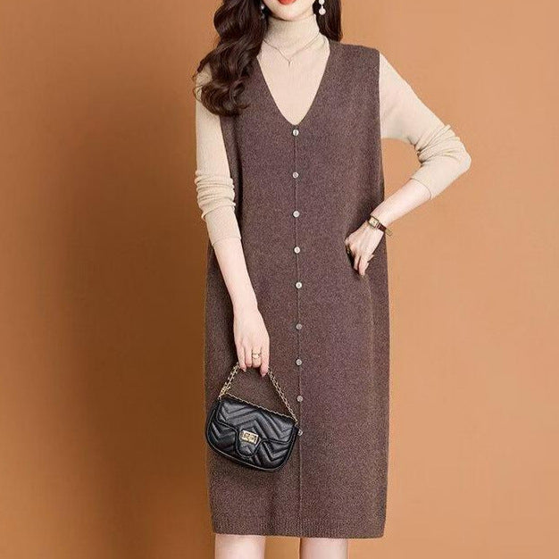 Damen Lange Strickweste Drune