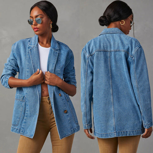 Damen Denim Blazer im modernem Oversized-Schnitt mit praktischen Taschen Drune
