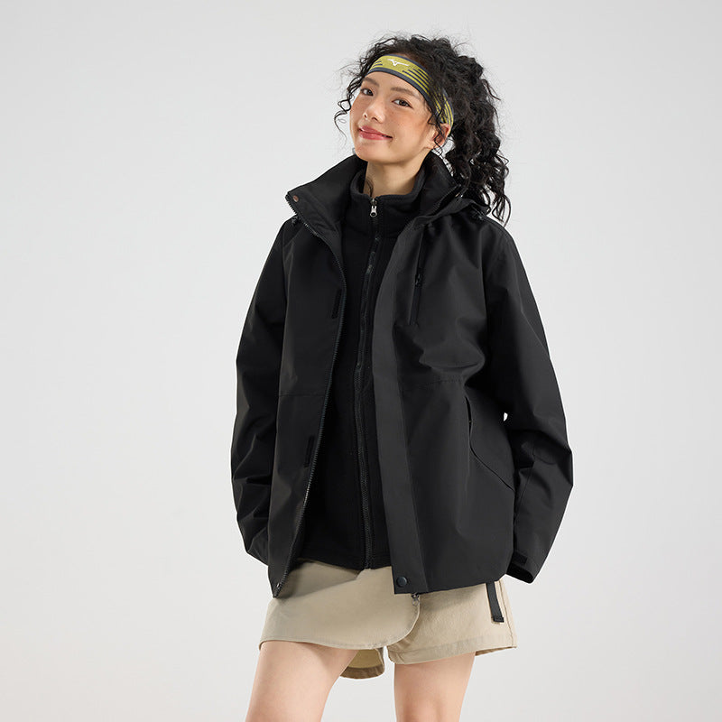 Damen Leichte wasserdichte Parka-Kapuzenjacke mit versiegelten Nähten und Kordelzug Drune