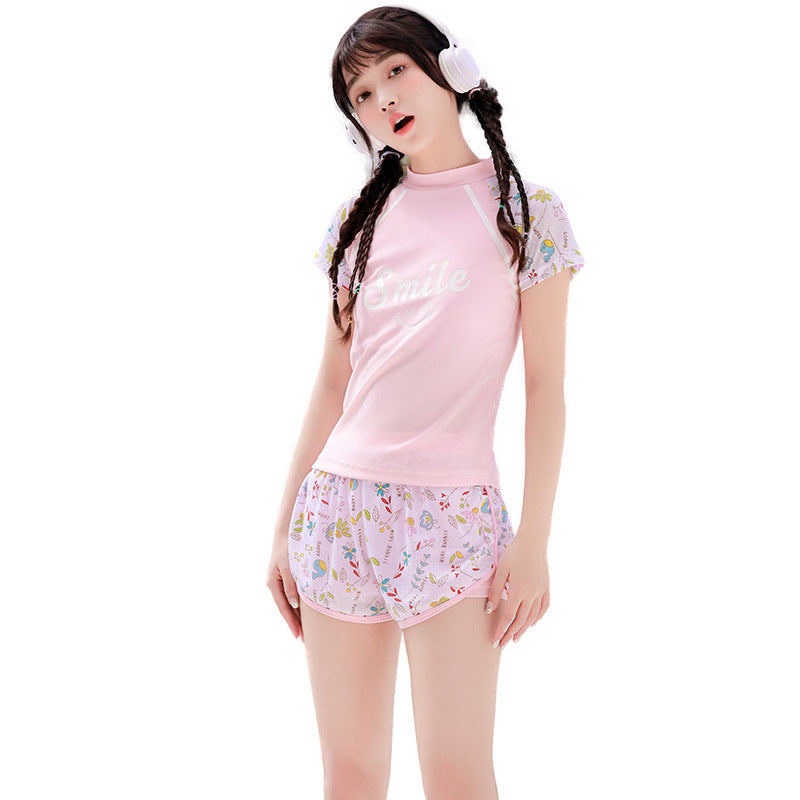 Damen UV-Schutz Bade-Set mit kurzem Arm und kurzer Hose Drune