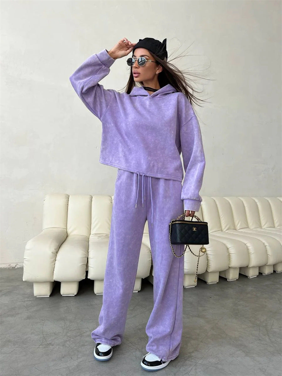 Damen modisches und lässiges Hoodie-Set mit lockerer Passform Drune