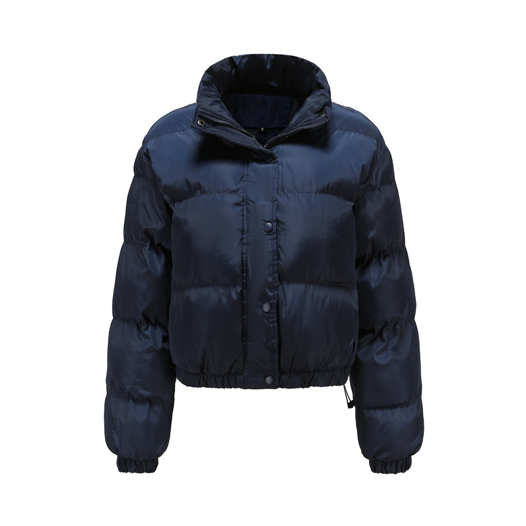 Damen nan kurze gesteppte Winterjacke mit Stehkragen und Kordelzug Drune