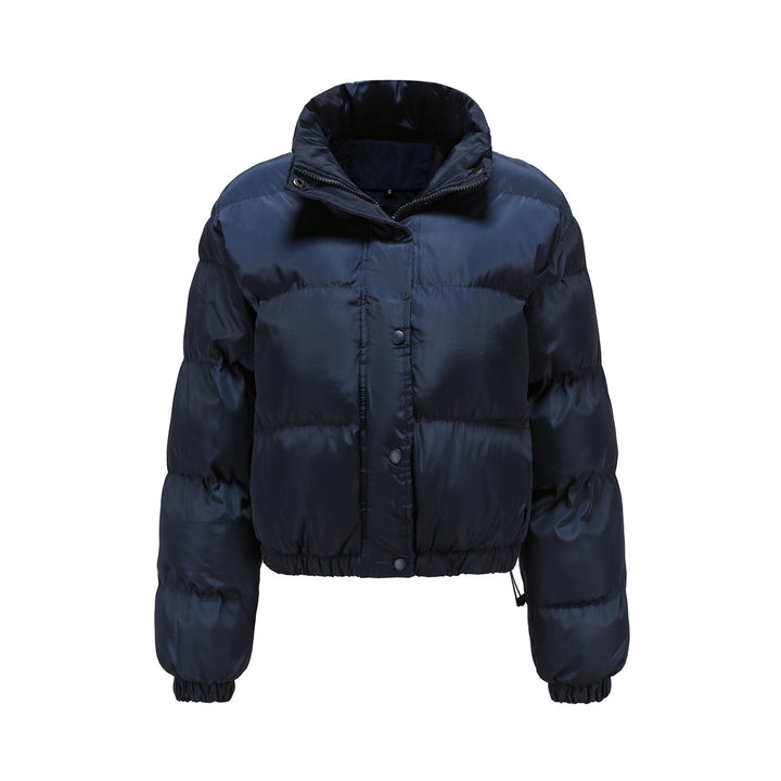 Damen nan kurze gesteppte Winterjacke mit Stehkragen und Kordelzug Drune