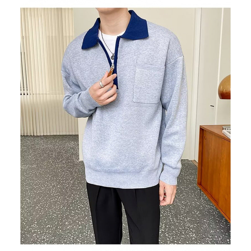 Herren Elegante Sweatjacke mit Stehkragen und Reißverschluss Drune
