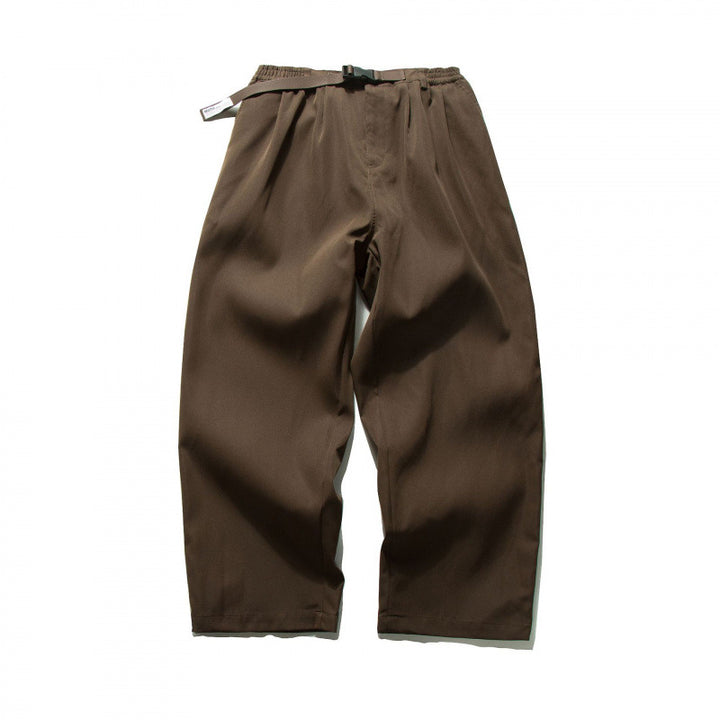 Herren Weitgeschnittene Relaxed-Hose mit elastischem Bund, Bundfalten und integriertem Webgürtel Drune