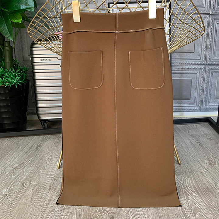 Damen Eleganter Midi-Rock mit Schlitzen Drune
