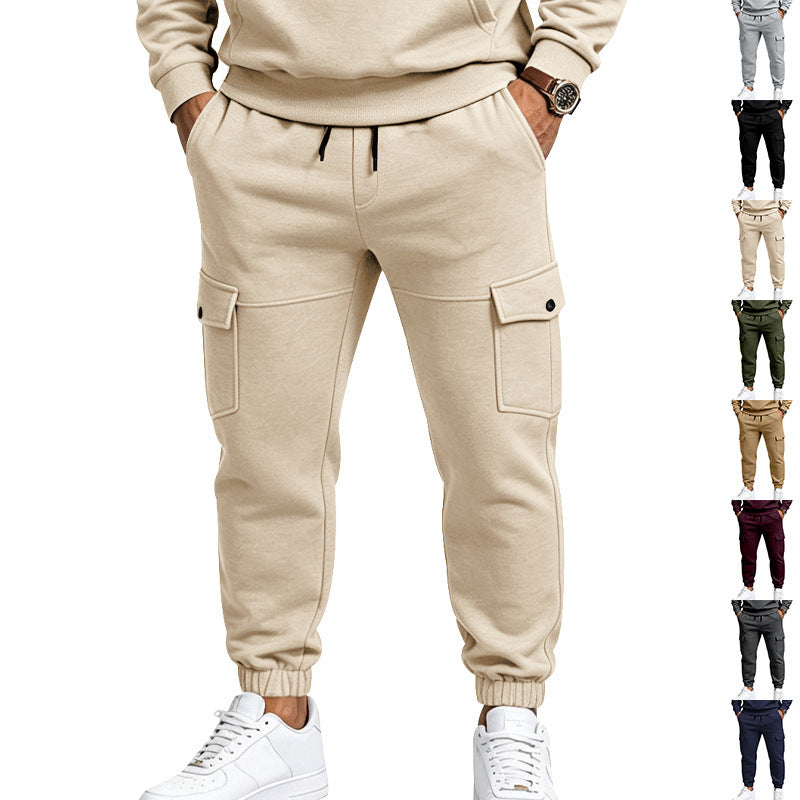 Herren Cargo-Jogginghose mit seitlichen Klappentaschen, Kordelzug und Elastischen Bündchen Drune