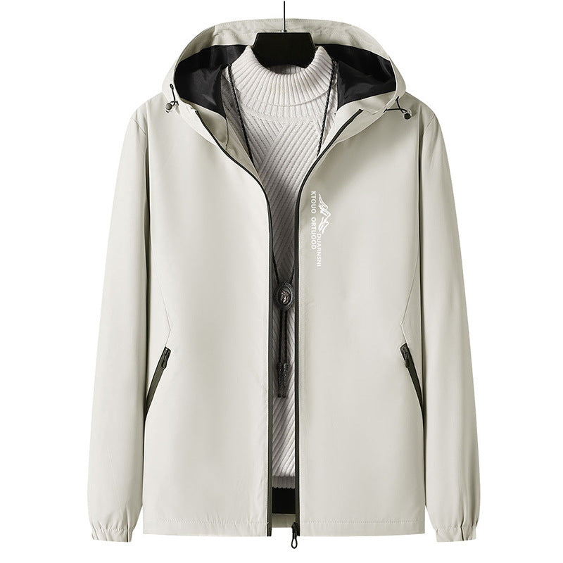 Herren Leichte Outdoor-Jacke mit verstellbarem Kapuzenkragen Drune
