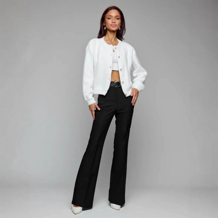 Damen Flauschiger Cardigan mit Knopfdetails Drune