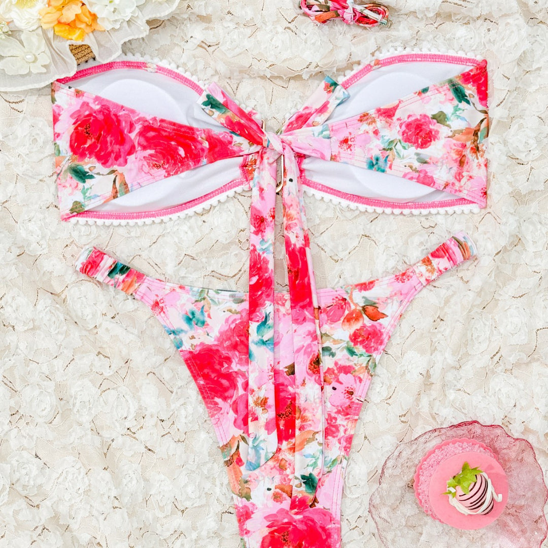 Damen Bikini-Set mit floralem Triangel-Oberteil und sensualen Low-Rise-Höschen Drune