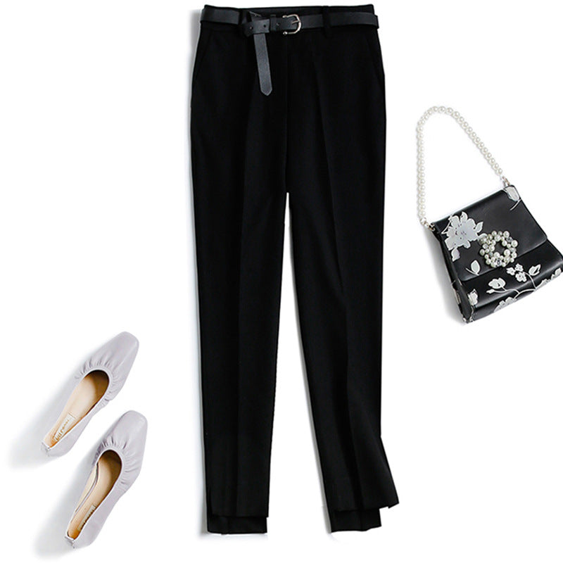 Damen Elegante und bequeme Hochtaillierte Anzughose mit Gürtel Drune