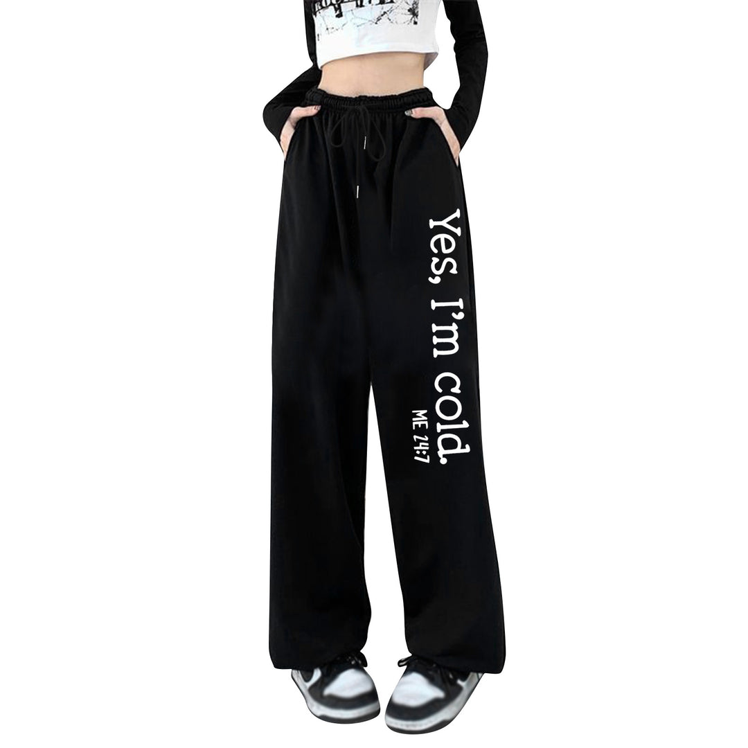 Damen nan weite Jogginghose hochgeschnitten mit seitlichem Statementprint und elastischem Bund Drune