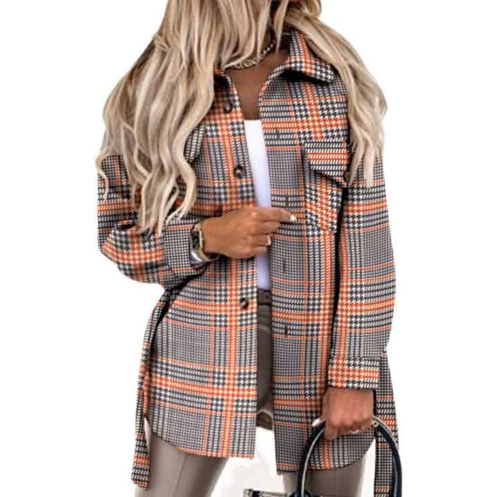 Damen Oversized Karo-Hemdenjacke aus weichem Material Drune