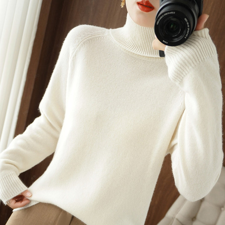 Damen Rollkragenpullover aus weichem Wollmix mit verlängerten Bündchen Drune