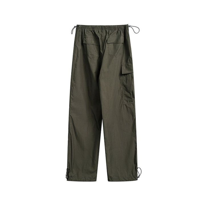Damen High‑Waist weite Nylon‑Cargo‑Hose mit Tunnelzugbund und Multifunktions‑Taschen Drune