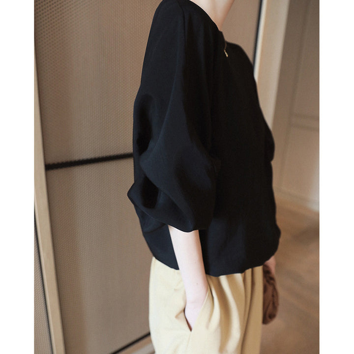 Damen Elegante und luftige Bluse mit ballonärmel Drune
