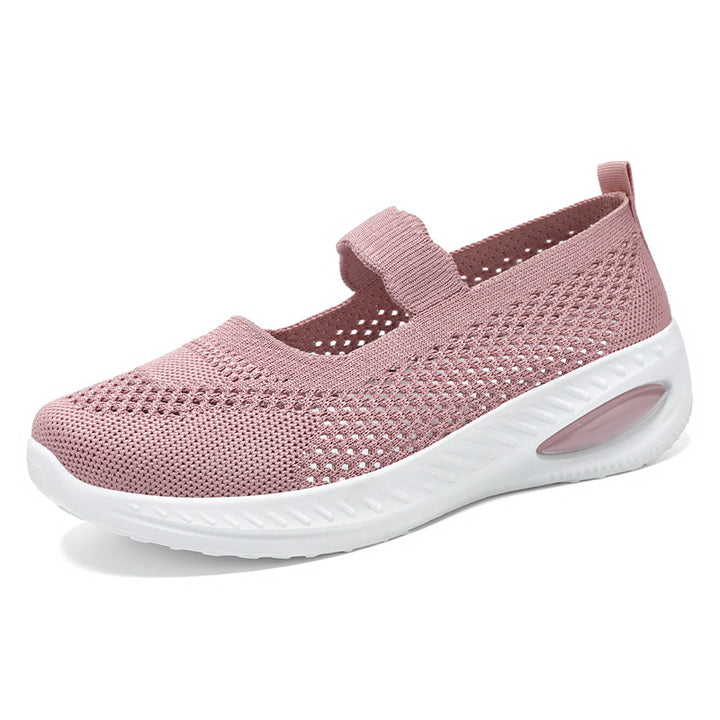 Damen nan gestrickter Mary-Jane Komfort-Sneaker mit elastischem Riemen und sichtbarer Luftkissen-Zwischensohle Drune