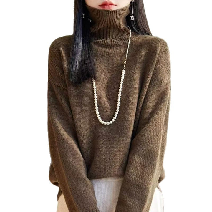 Damen Grobstrickpullover mit hohem Kragen und weichem Material Drune