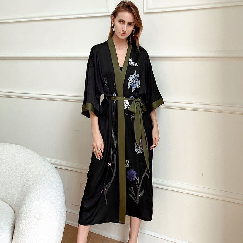 Damen Kimono-Robe mit zartem Blumenmuster und fließendem Schnitt Drune
