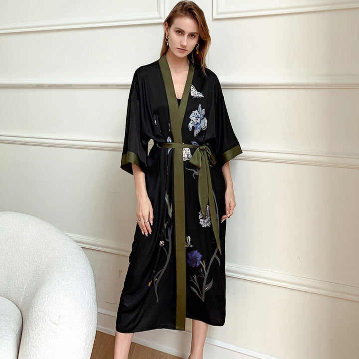 Damen Kimono-Robe mit zartem Blumenmuster und fließendem Schnitt Drune