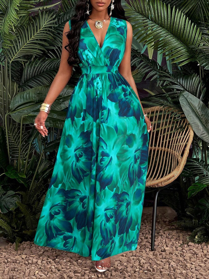 Damen Maxi-Kleid mit elegantem V-Ausschnitt Drune