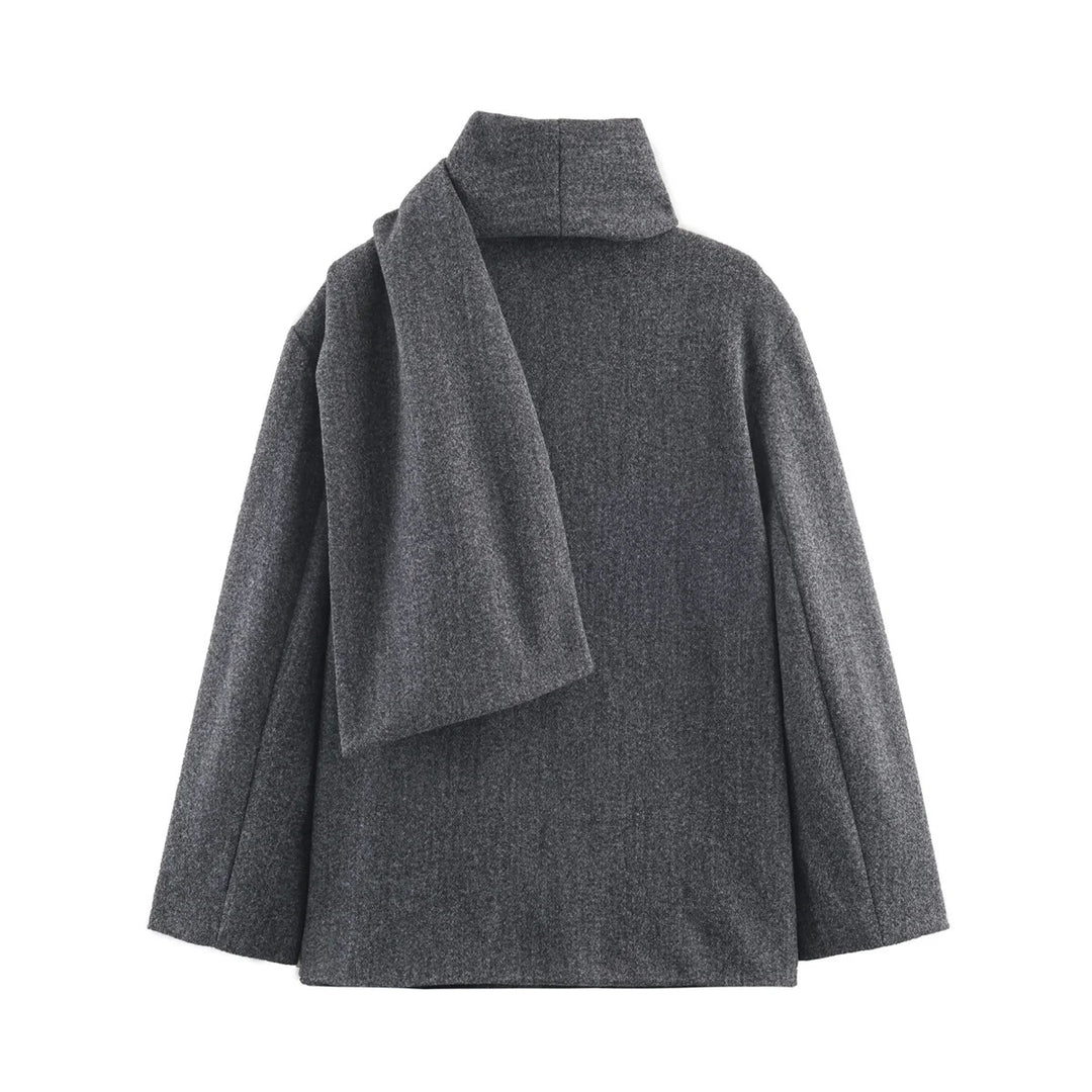 Damen nan boxy Wollmix-Jacke mit voluminösem Schlauchkragen und aufgesetzter Fronttasche Drune