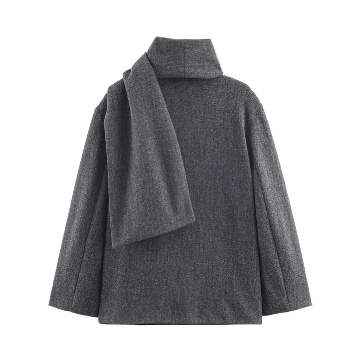 Damen nan boxy Wollmix-Jacke mit voluminösem Schlauchkragen und aufgesetzter Fronttasche Drune