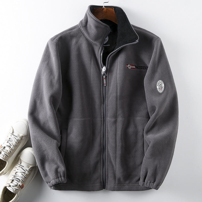Herren nan Fleecejacke mit hohem Stehkragen, durchgehendem Reißverschluss und elastischen Bündchen Drune