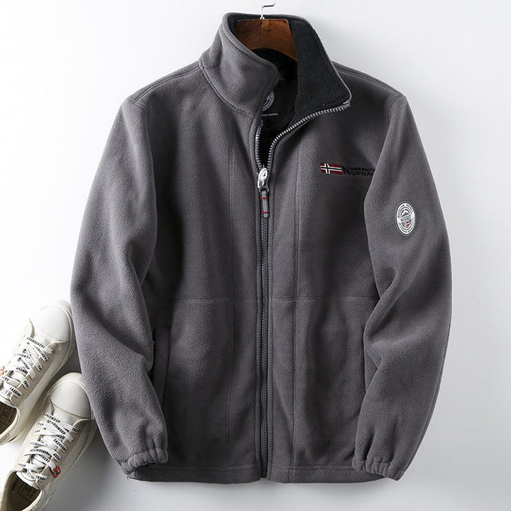 Herren nan Fleecejacke mit hohem Stehkragen, durchgehendem Reißverschluss und elastischen Bündchen Drune