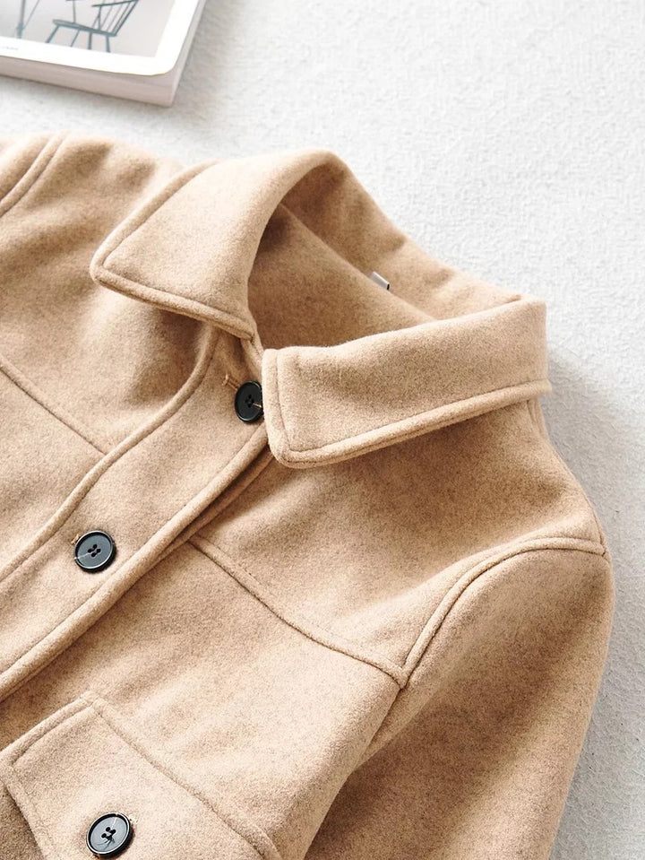 Damen Kurze Wollmix-Übergangsjacke mit aufgesetzten Pattentaschen Drune