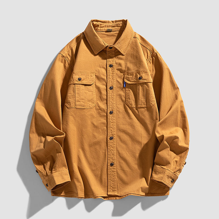 Herren Overshirt aus robustem Baumwoll-Twill mit Pattentaschen und durchgehender Knopfleiste Drune