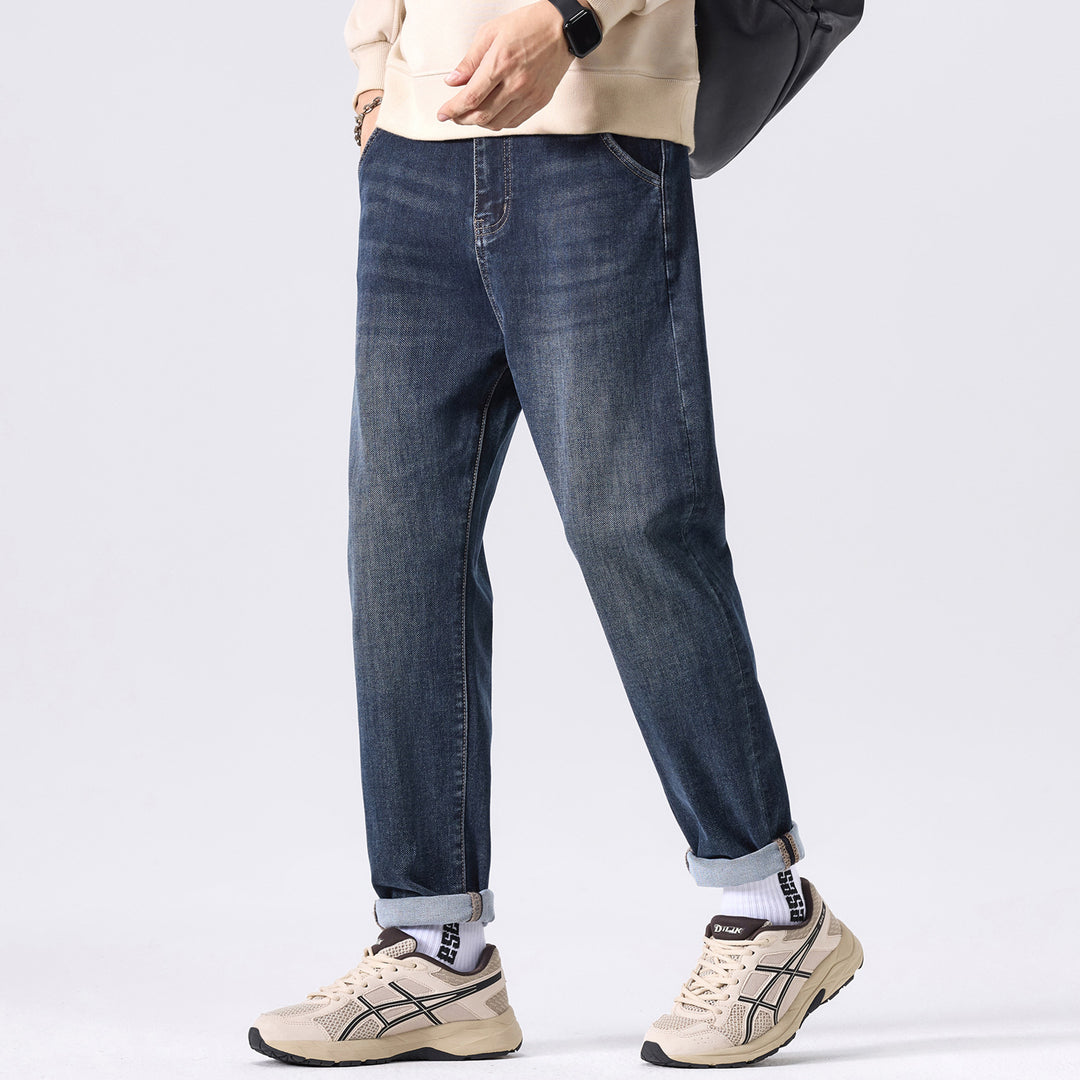 Herren Konisch geschnittene Freizeit-Jeans mit mittlerer Leibhöhe und dezenter Used-Waschung Drune