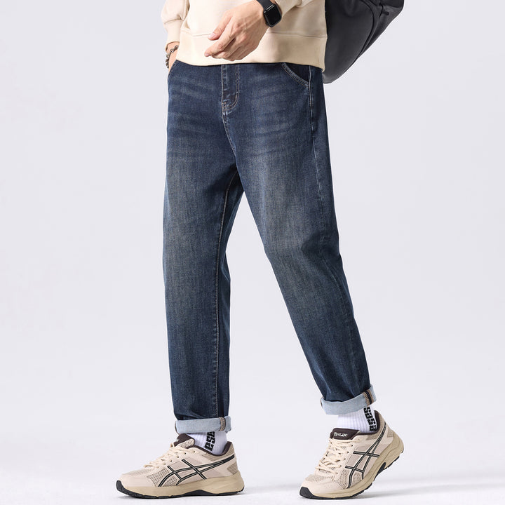 Herren Konisch geschnittene Freizeit-Jeans mit mittlerer Leibhöhe und dezenter Used-Waschung Drune